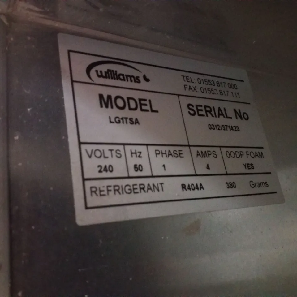 WILLIAMS LG1TSA SINGLE DOOR UPRIGHT FREEZER