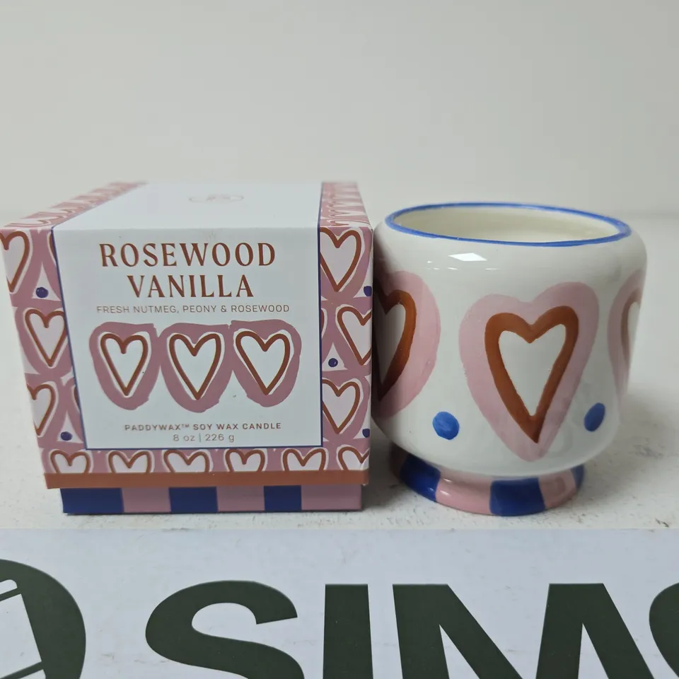 PADDYWAX ROSEWOOD VANILLA SOY WAX CANDLE – 8 OZ (226 G), CERAMIC CUP