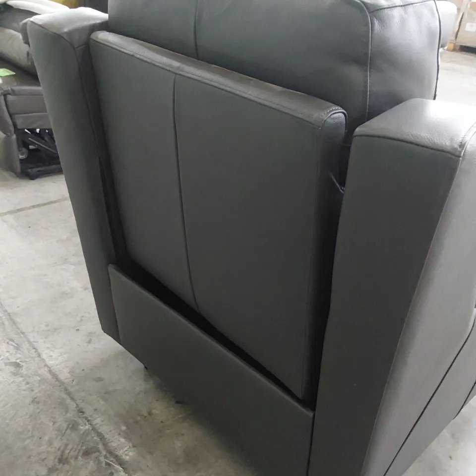 DESIGNER POWER RECLINING EASY CHAIR CHARCOAL LEATHER 