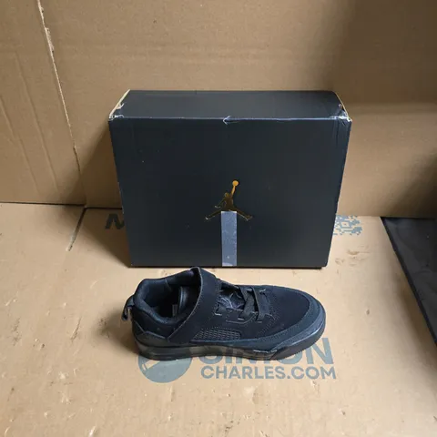 AIR JORDAN KIDS BLACK SNEAKERS WITH VELCRO STRAP – BOXED - UK SIZE CHILDRENS 12.5 