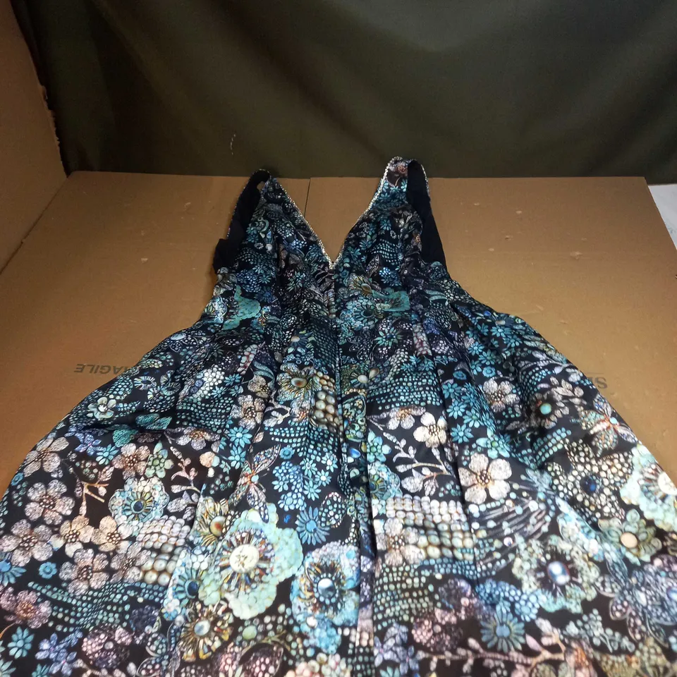 JULIE KYATH DIAMANTE TRIM PLACEMENT PRINT MIDI DRESS SIZE 14