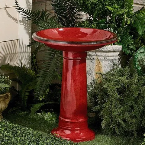 BOXED GRUMPY GARDENER FAUX CERAMIC BIRDBATH