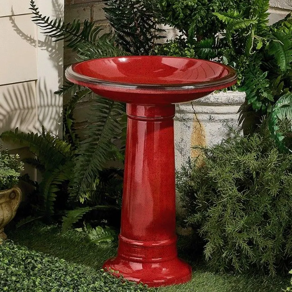 BOXED GRUMPY GARDENER FAUX CERAMIC BIRDBATH