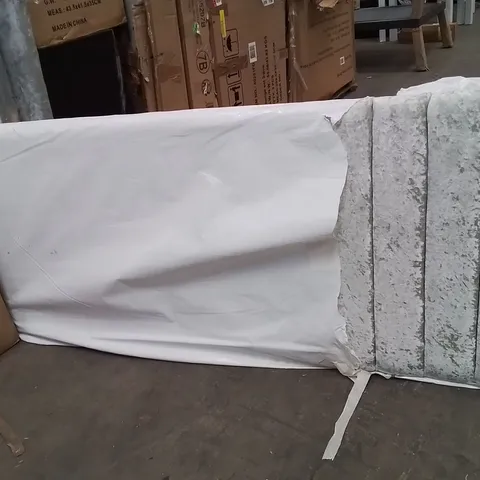 CRUSHED VELVET UPHOLSTERED DOUBLE HEADBOARD -SILVER- 