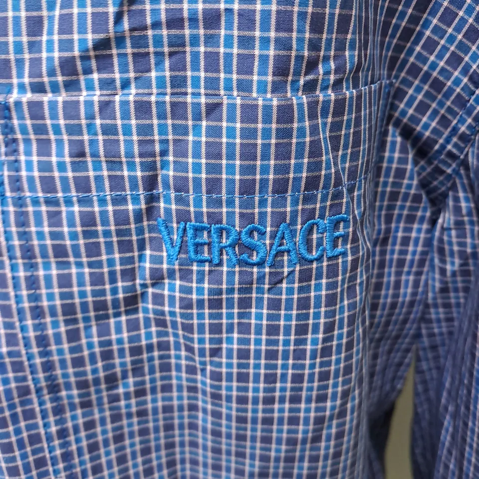 VERSACE SHIRT BLUE CHECKERED - 50