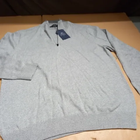 PAUL JAMES QUARTER ZIP GREY JUMPER - L