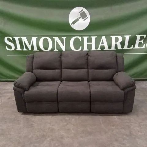 ALBION CHENILLE 3 SEATER HIGH BACK MANUAL RECLINER SOFA - CHARCOAL