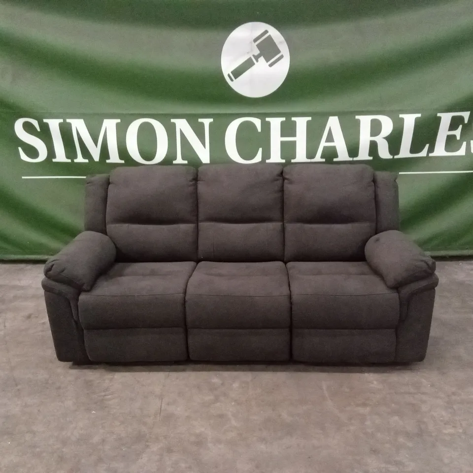 ALBION CHENILLE 3 SEATER HIGH BACK MANUAL RECLINER SOFA - CHARCOAL RRP £679
