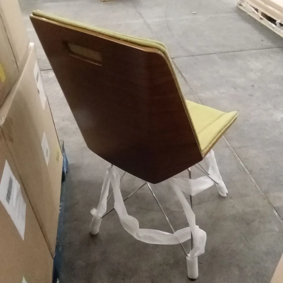 BOXED ARMEN LIVING PANDORA CHAIR - GREEN FABRIC/WALNUT WOOD/CHROME BASE (1 BOX)
