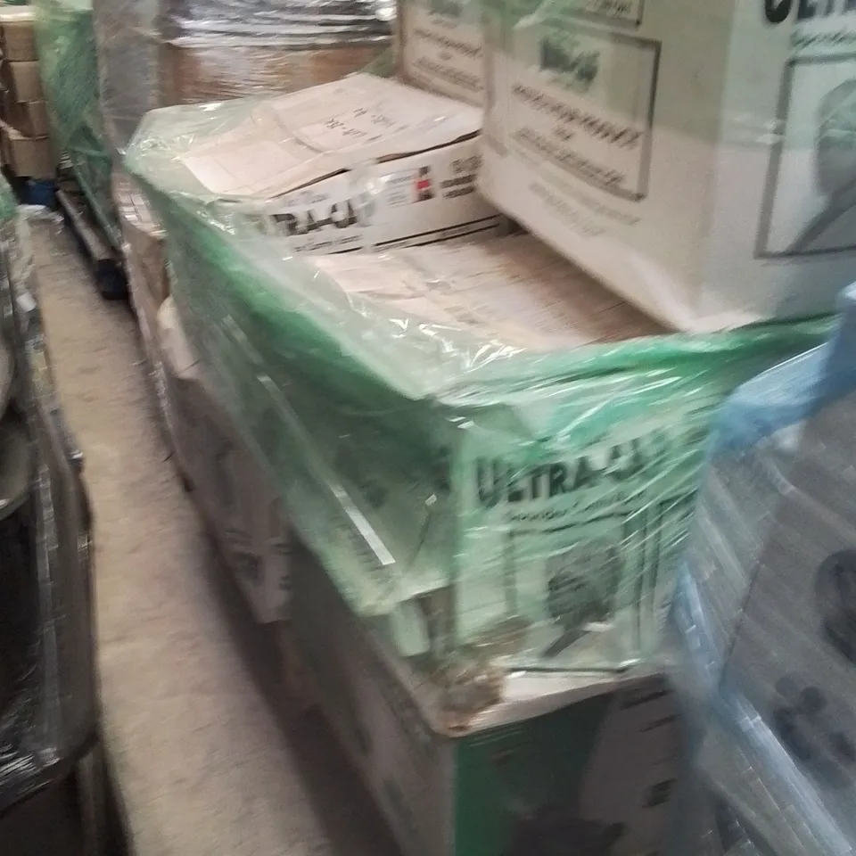 PALLET OF ASSORTED HOUSEHOLD GOODS AND PRODUCTS TO INCLUDE;DISCUSS RACKS,HAIRNET,LAWN MOWER
