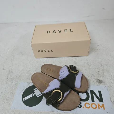 RAVEL SALTON SANDALS – KHAKI SUEDE, UK 3 (EUR 36) – BOXED