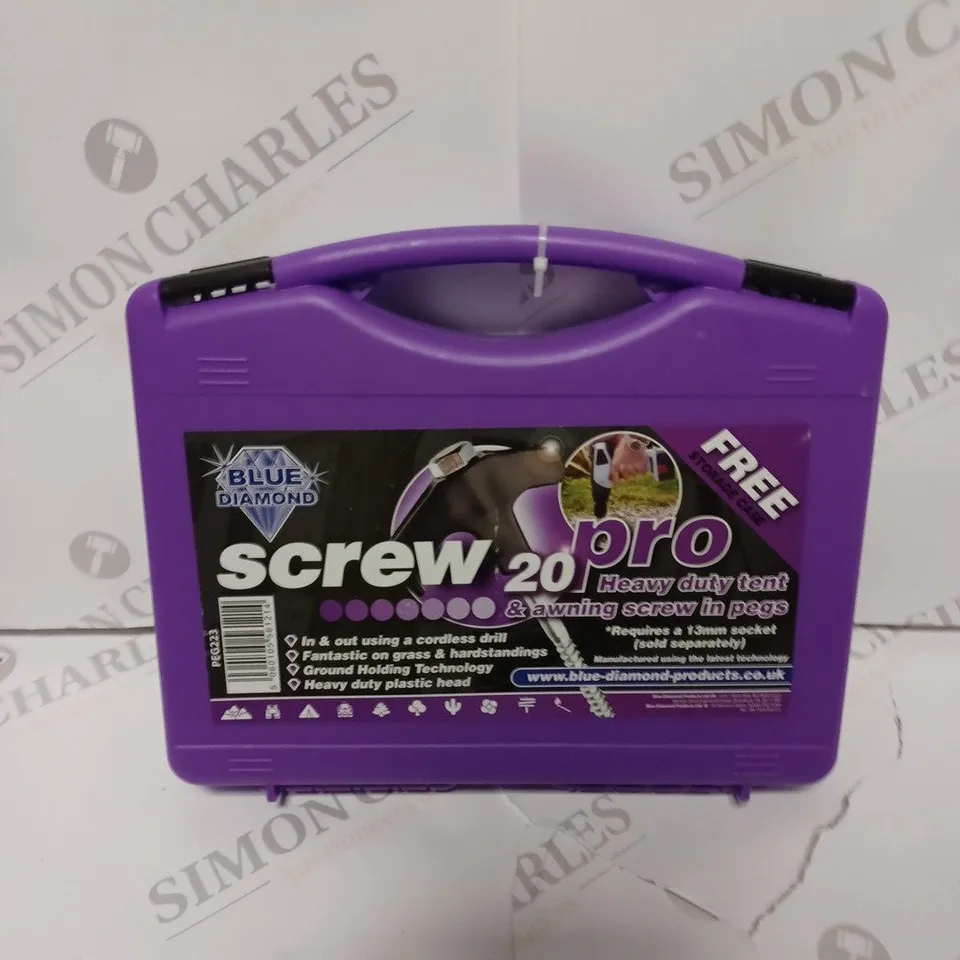 BOXED SEALED BLUE DIAMOND SCREW 20 PRO HEAVY DUTY TENT & AWNING SCREW IN PEGS 