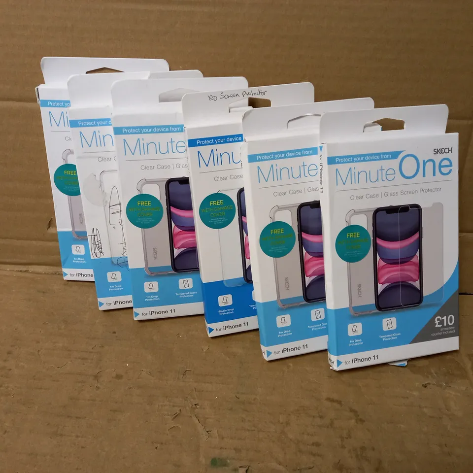 LOT OF 6 MINUTE ONE CLEAR CASES FOR IPHONE 11