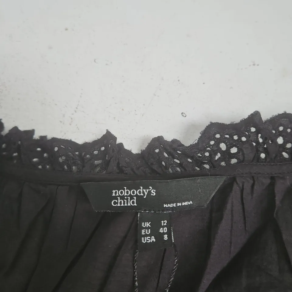 NOBODY'S CHILD NIKKI BLOUSE – BLACK, UK 12 (EU 40, USA 8)