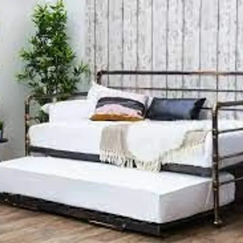 BOXED DAYBED WITH TRUNDLE , VINTAGE BLACK 