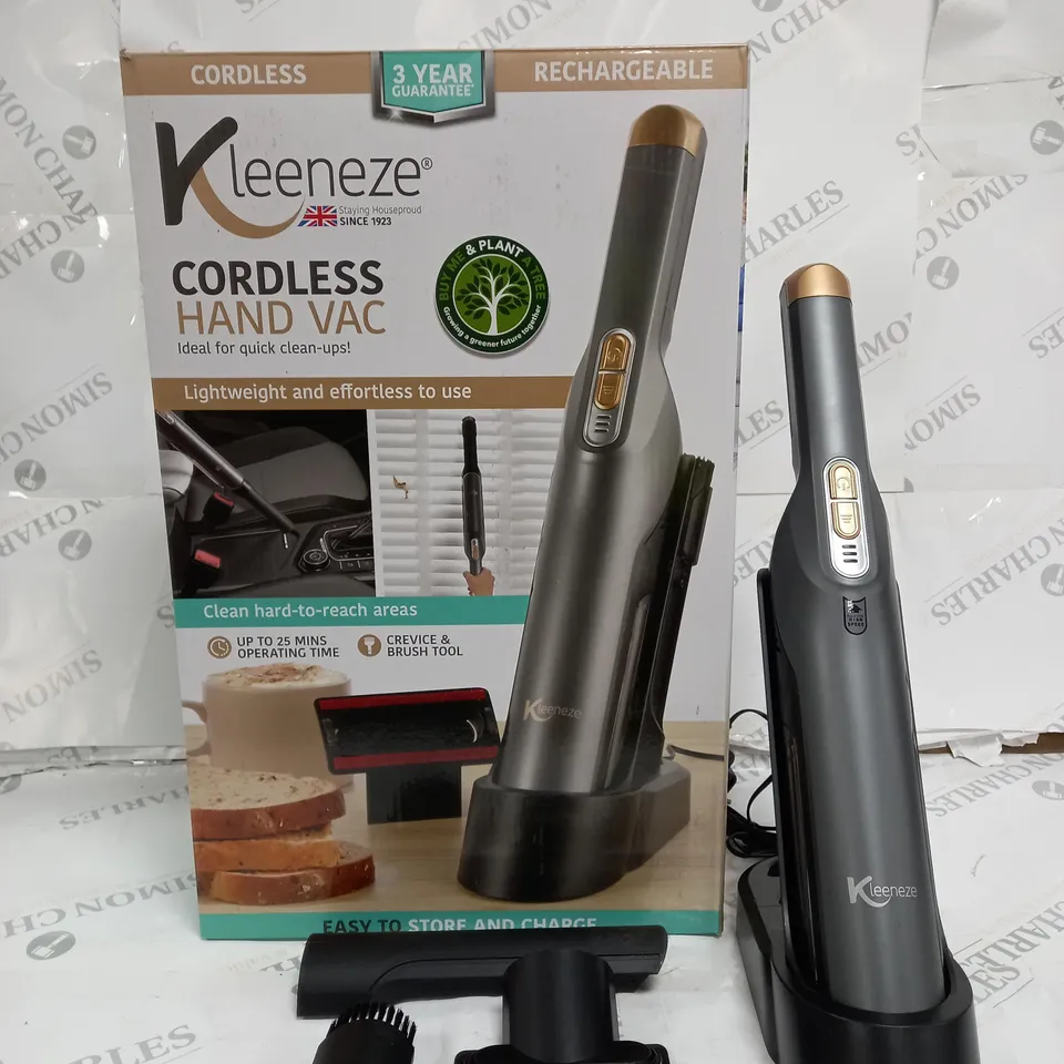 BOXED KLEENEZE CORDLESS HAND VAC