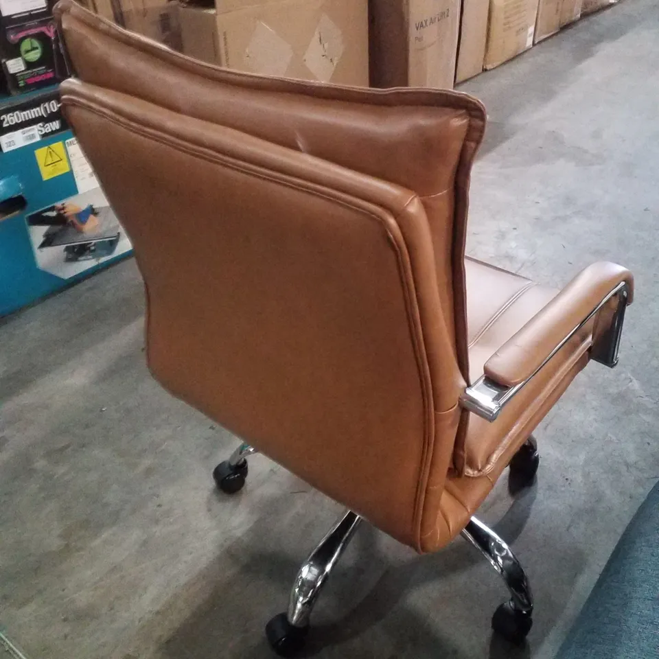 BOBSEINE MODERN FAUX LEATHER SWIVEL TASK CHAIR - CAMEL