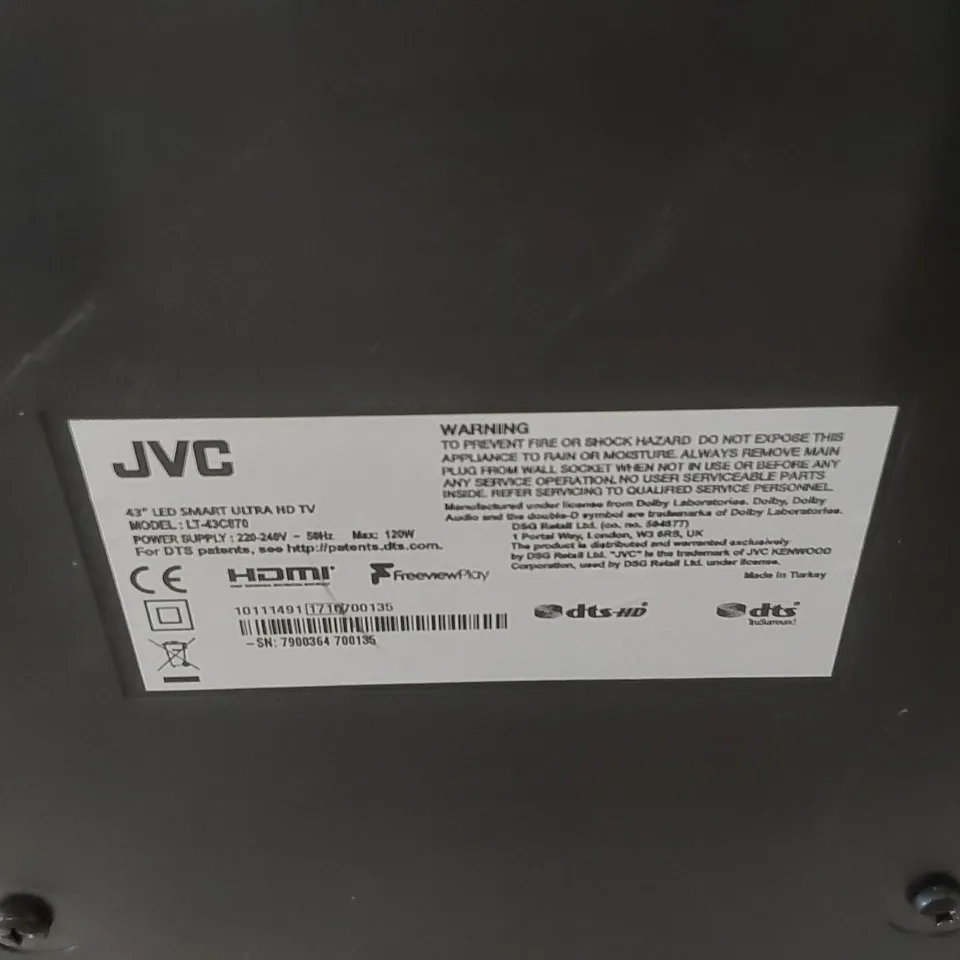 JVC LT-43C870 43" SMART 4K ULTRA HD HDR LED TV