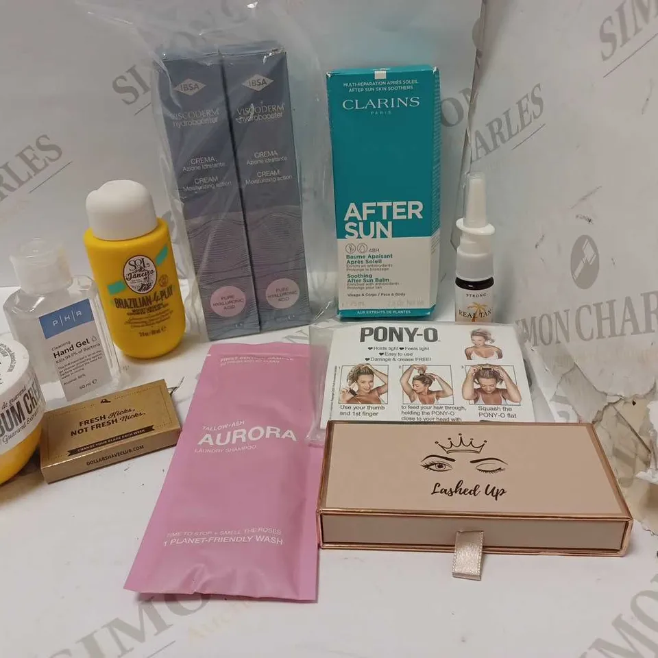 LOT OF 10 TO INCLUDE BRAZILIAN BUM BUM CREAM , PHR HANDGEL AND CLARINS AFTER SUN