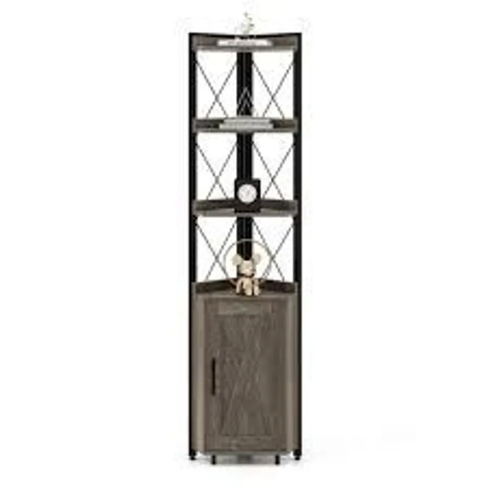 BOXED COSTWAY 6 TIER INDUSTRIAL CORNER STORAGE SHELF WITH ADJUSTABLE SHELF (1 BOX)