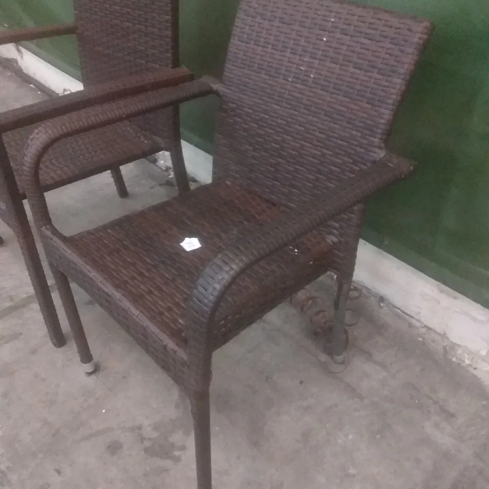 X2 RATTAN EFFECT GARDEN ARMCHAIR BROWN