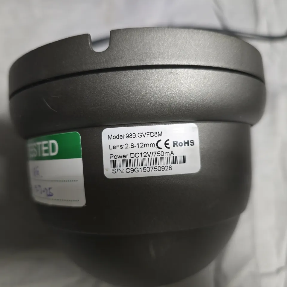 DOME CCTV CAMERA – MODEL 989.GVFD8M, 2.8-12MM LENS, 12V DC