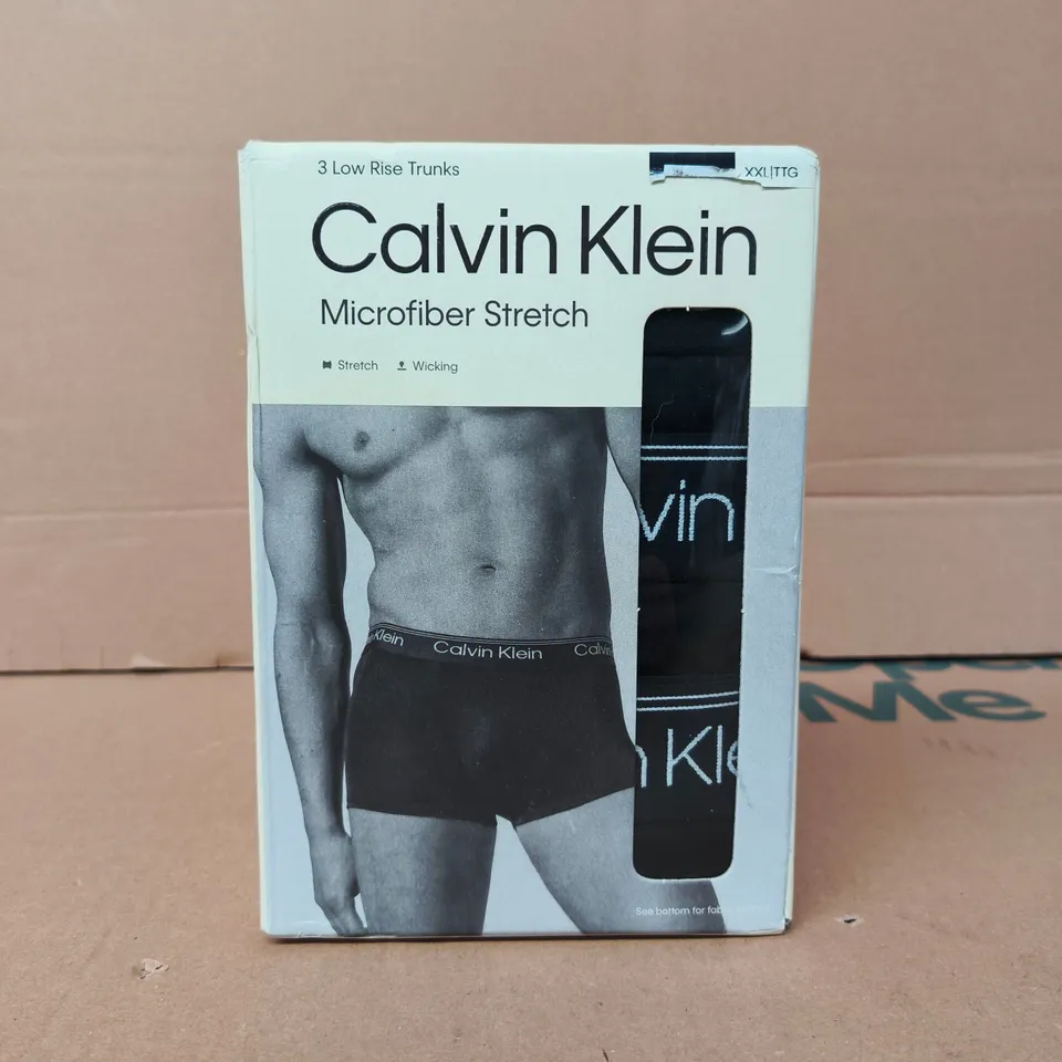 CALVIN KLEIN MICROFRIBER STRETCH LOW RISE TRUNKS (3-PACK) IN BLACK SIZE XXL