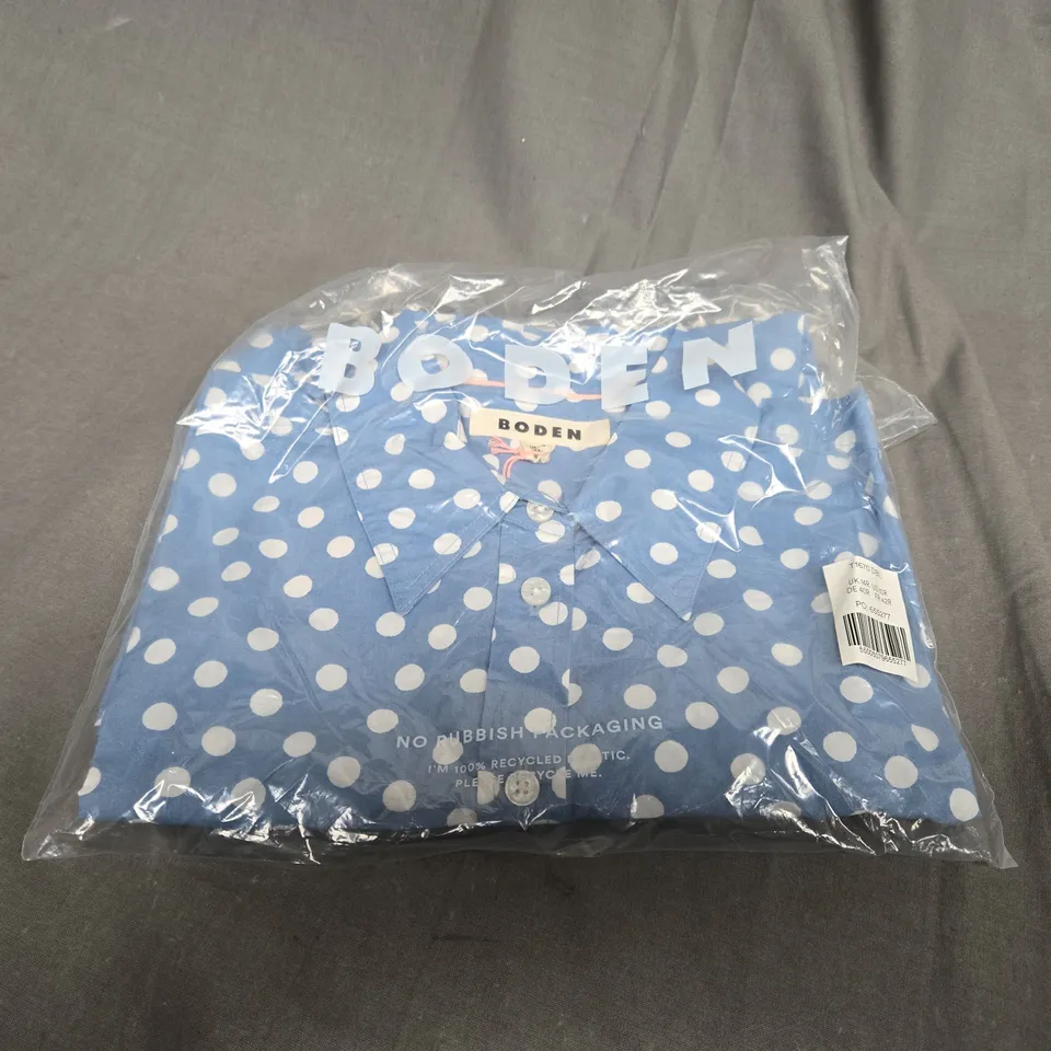 BAGGED BODEN POLKA DOT SHIRT SIZE 14