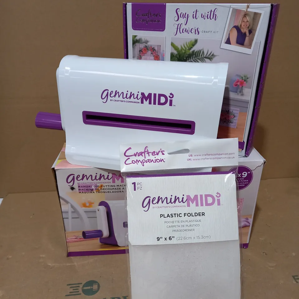 CRAFTERS COMPANION GEMINI MIDI DIE CUT MACHINE W/ FLOWERS CRAFT KIT