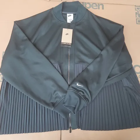 NIKE WOMEN'S  ZIP-FRONT JACKET WITH PLEATED PANEL DETAILING IN DEEP OCEAN GREEN SIZE MEDIUM