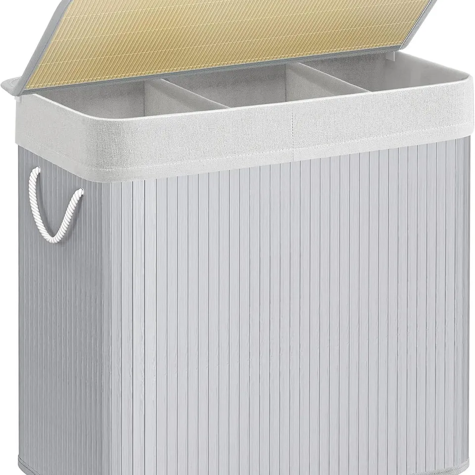 BOXED SONGMICS LAUNDRY HAMPER BASKET WITH 3 SECTIONS - GREY 