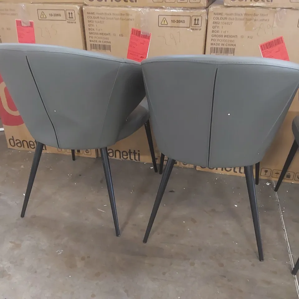 SET OF 4x DANETTI LANDON DARK GREY LEATHER DINING CHAIRS