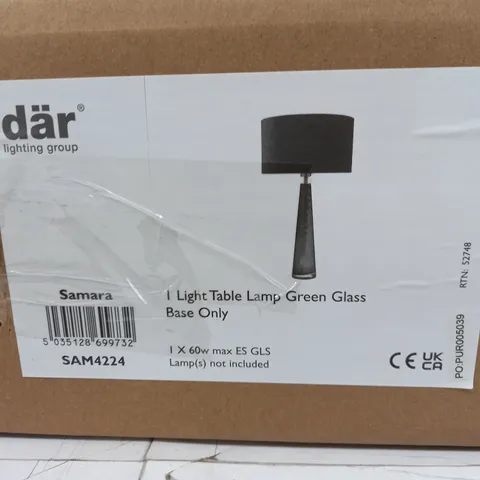 DAR LIGHTING SAMARA GREEN GLASS TABLE LAMP BASE ONLY