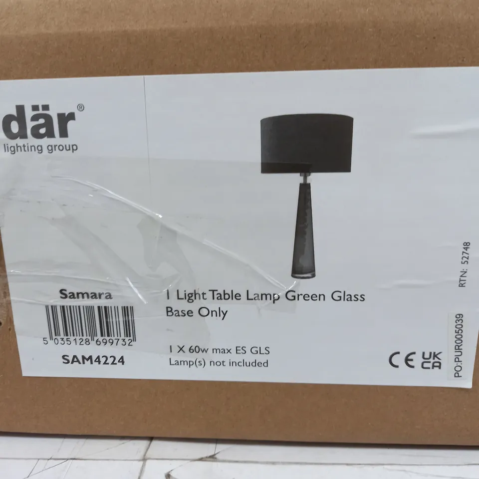 DAR LIGHTING SAMARA GREEN GLASS TABLE LAMP BASE ONLY