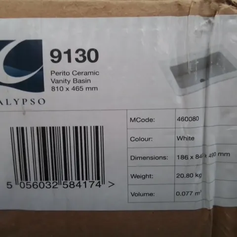 BOXED PERITO CERAMIC VANITY BASIN 810 X 465MM