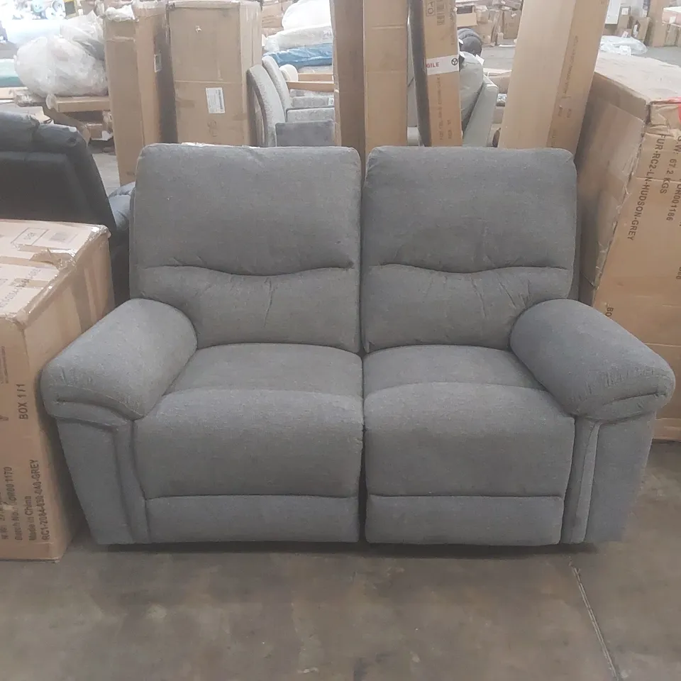 DESIGNER 2 SEATER FABRIC UPHOLSTERED MANUAL RECLINER SOFA - GREY