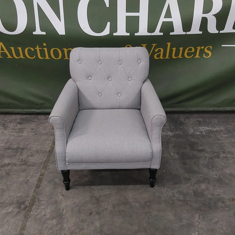 QUALITY DESIGNER GREY FABRIC ARMCHAIR 