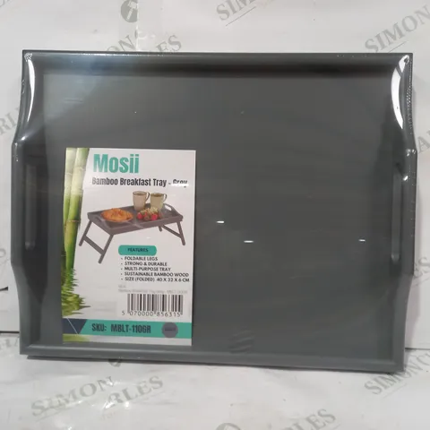 BOXED MOSII BAMBOO FOLDABLE BREAKFAST TRAY IN GREY MBLT-110GR