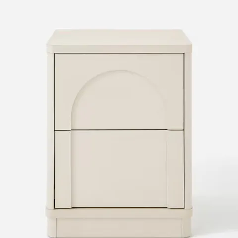 CRANFIELD 2 DRAWER SIDE TABLE WITH ARCHWAY DETAIL - CREAM 