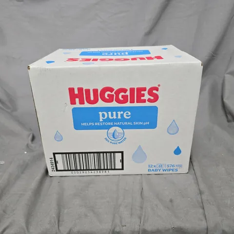 HUGGIES PURE BABY WIPES – BOXED, 576 WIPES (12 X 48)
