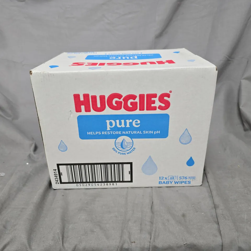 HUGGIES PURE BABY WIPES – BOXED, 576 WIPES (12 X 48)