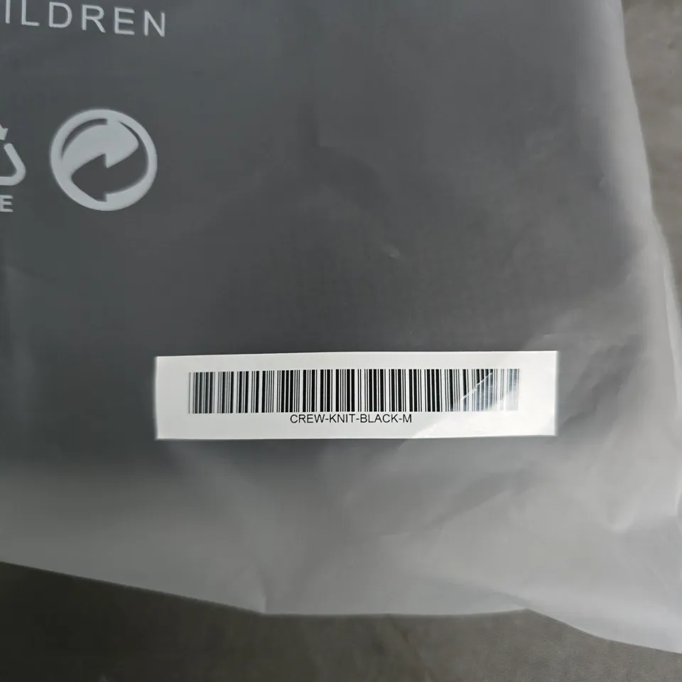 BAGGED RONNING LONDON CREW KNIT SWEATER – BLACK, SIZE M