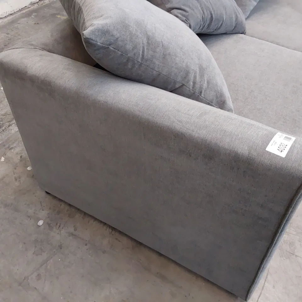 DESIGNER BETZ THREE SEATER SOFA WITH SCATTER CUSHIONS GREY FABRIC
