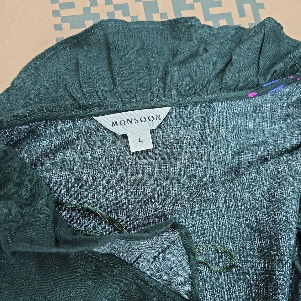 MONSOON WOMEN'S BLOUSE – DARK GREEN FLORAL PRINT, SIZE L
