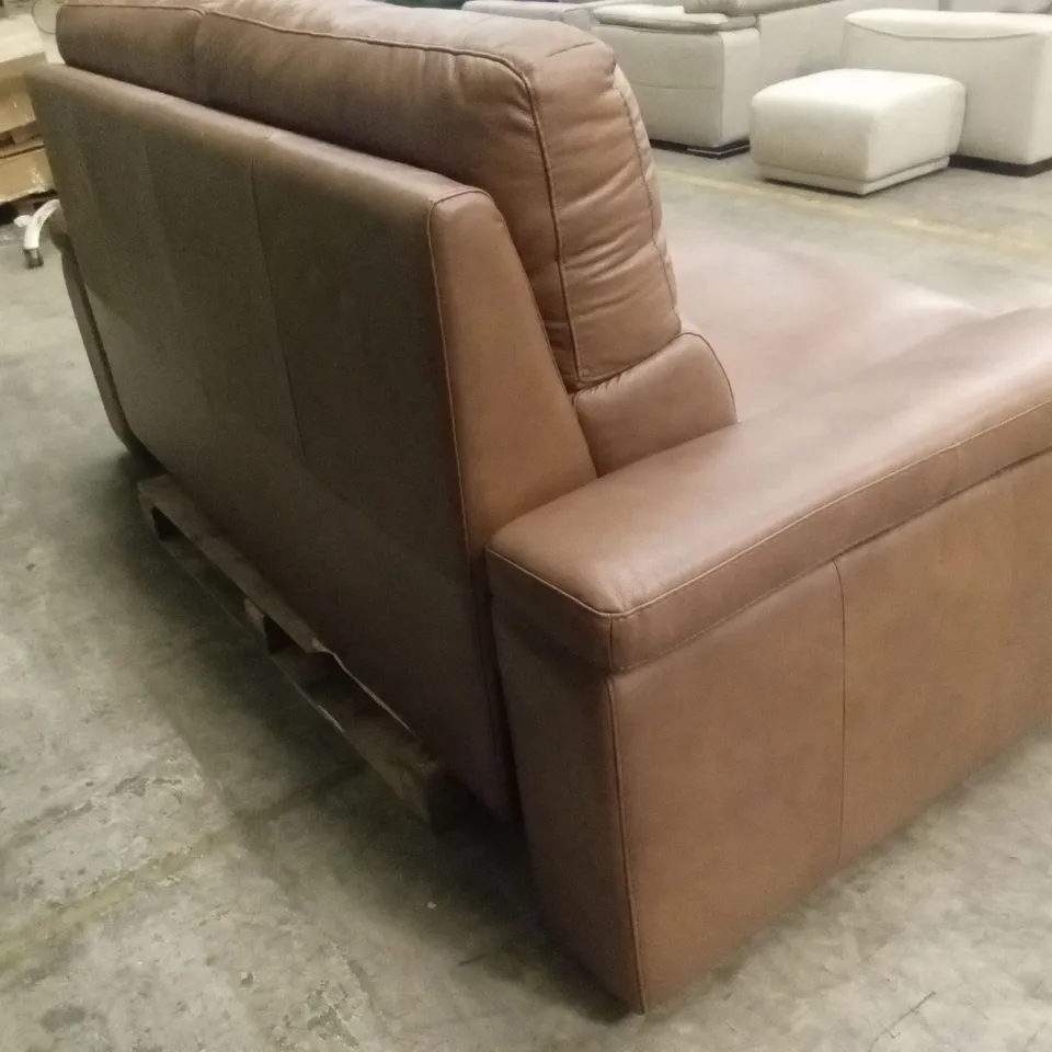 QUALITY DESIGNER ITALIAN MADE LEATHER SOFABED - BRANDY
