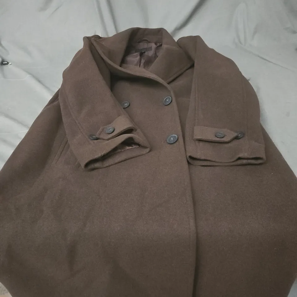 ZARA BROWN WOOL-BLEND COAT, XS