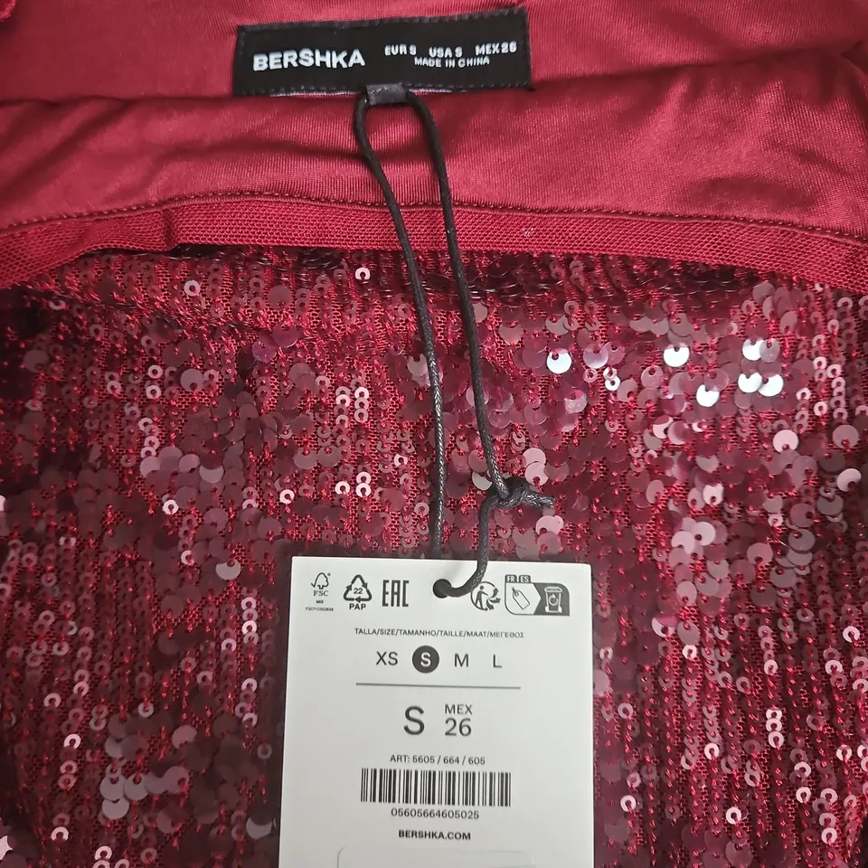 BERSHKA RED SEQUIN MINI DRESS – SIZE S