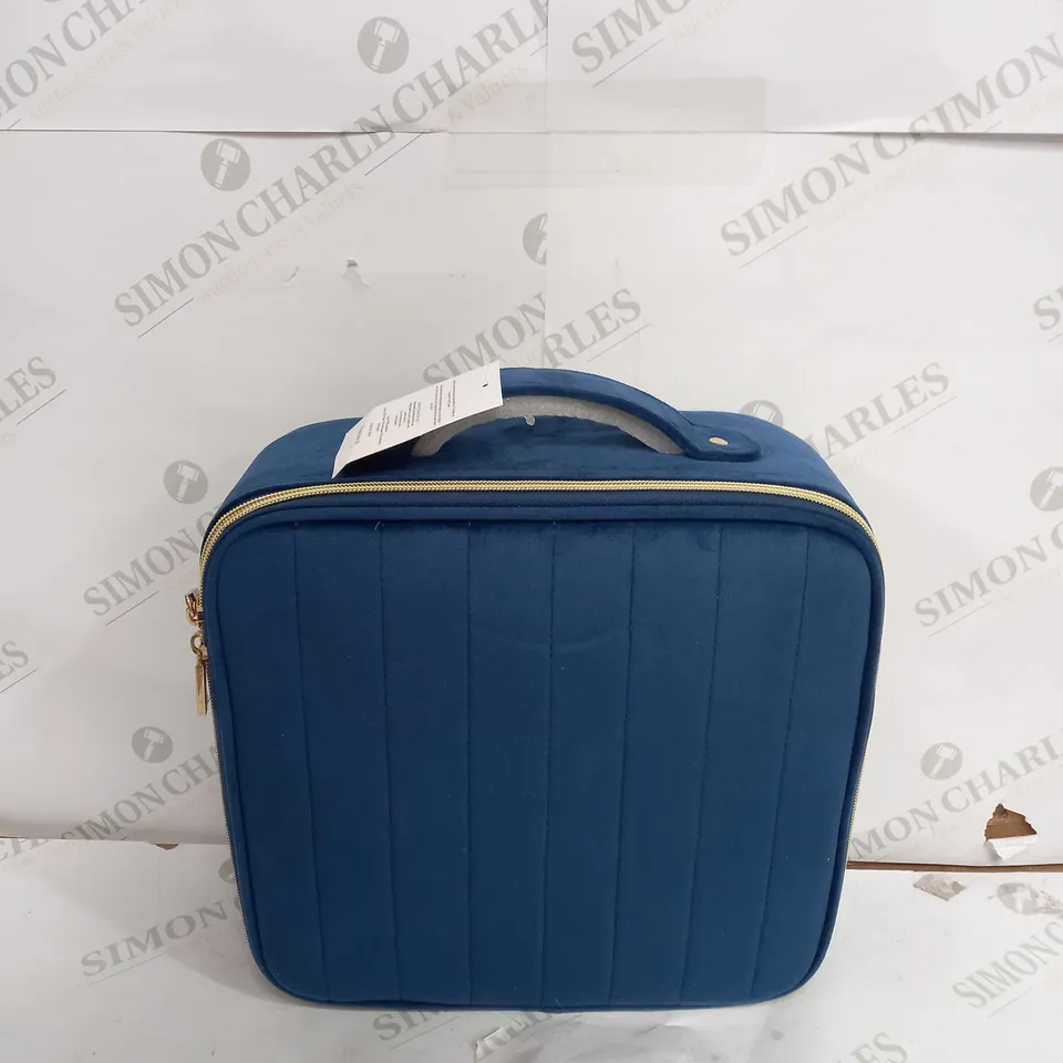 TILI VELVET QUILTED MAKE-UP ORGANISER LARGE VANITY CASE - MUSTARD