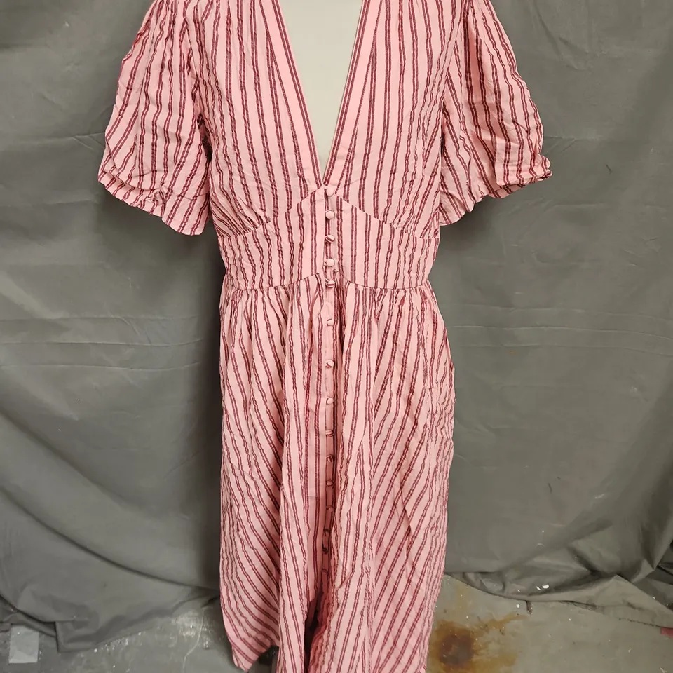 NOBODY'S CHILD STARLIGHT MIDI DRESS IN PINK STRIPE SIZE 16