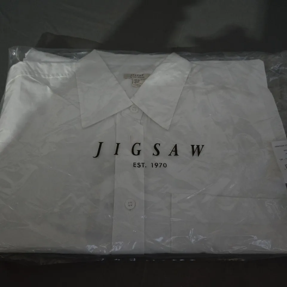 JIGSAW HERITAGE COTTON RELAXED SHIRT IN WHITE - UK 10